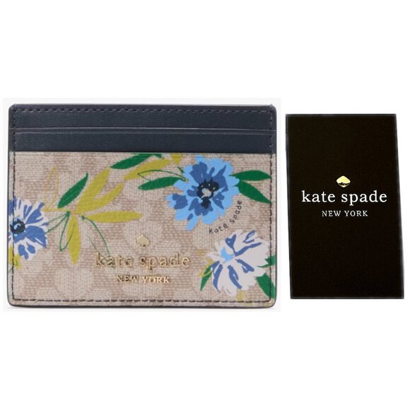 Kate Spade Spade Flower Small Slim Card Holder Blazer Blue NWT - Picture 1 of 4